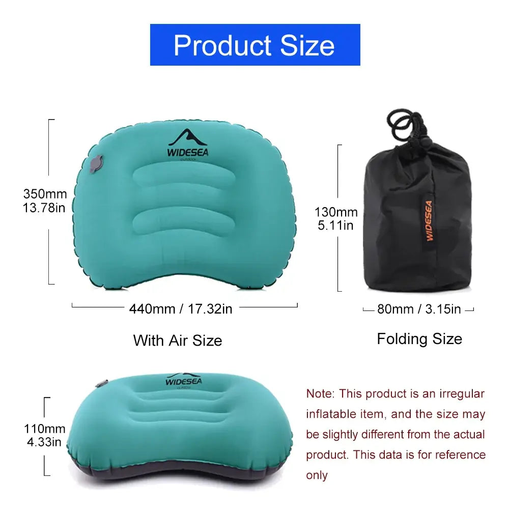 Widesea Portable Inflatable Pillow Camping Equipment  Compressible Folding Air Cushion Outdoor Protective Tourism Sleeping Gear