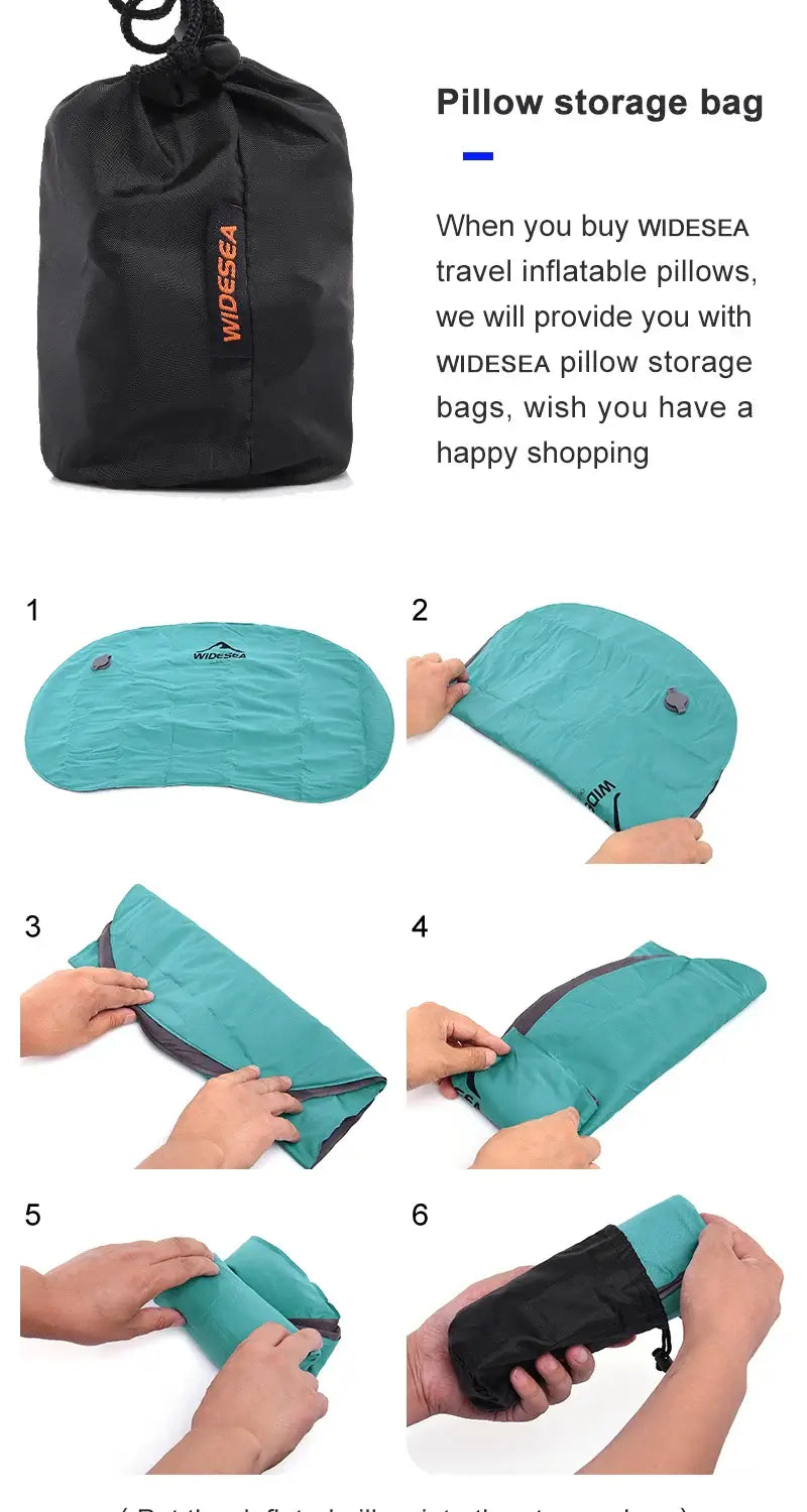 Widesea Portable Inflatable Pillow Camping Equipment  Compressible Folding Air Cushion Outdoor Protective Tourism Sleeping Gear