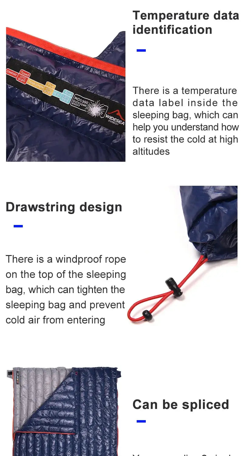 Widesea Camping Ultralight Sleeping Bag Down Waterproof Lazy Bag Portable Storage Compression Slumber Bag Travel Sundries Bag