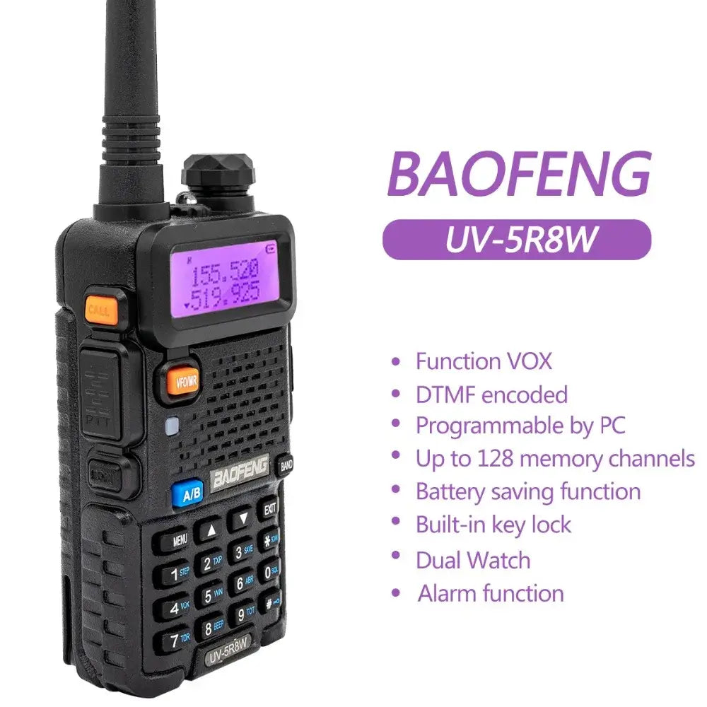 1/2PCS BaoFeng UV-5R 8W Tri-Power Walkie Talkie High Power Dual Band Long Range 128 CH Portable Handheld UV 5R Ham Two Way Radio