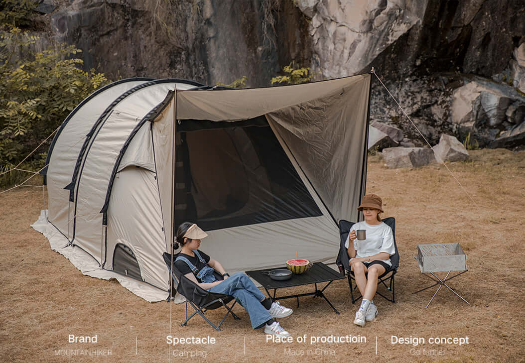 Outdoor Large Space Camping Tent 5-8 Person 2 Rooms Tunnel Tent Portable Car Rear Tent For Travel Hiking Picnic Waterproof Tents