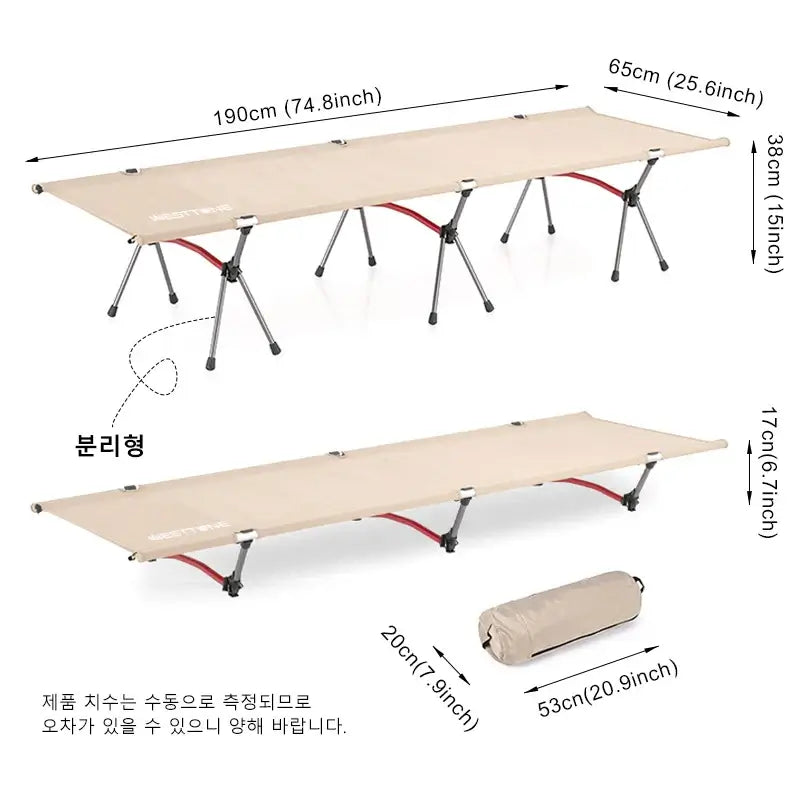 Camping Cot Portable Folding Bed Ultralight Aluminum Alloy Sleeping Cot for Outdoor Hiking Backpacking Travel