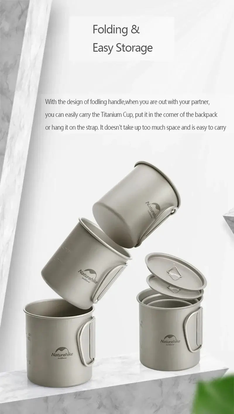 Naturehike Titanium Cup Camping Mug Tourist Tableware Picnic Utensils Outdoor Kitchen Supplies Travel Cooking Cookware Pan Bowel