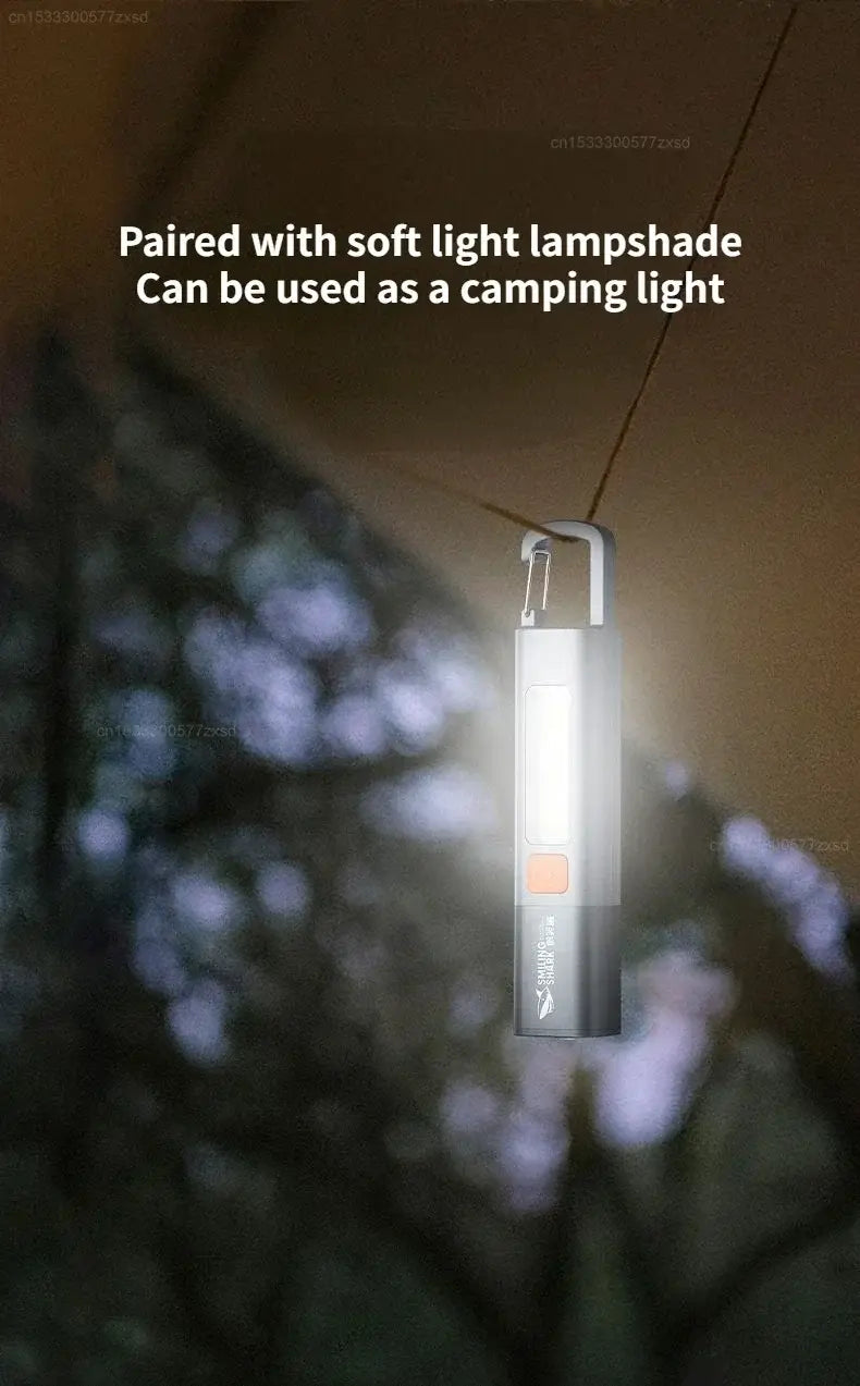 SMILING SHARK Outdoor Flashlight Strong Light Variable Focus with Floodlight Side Lights Mini Flashlight Lamp High Brightness