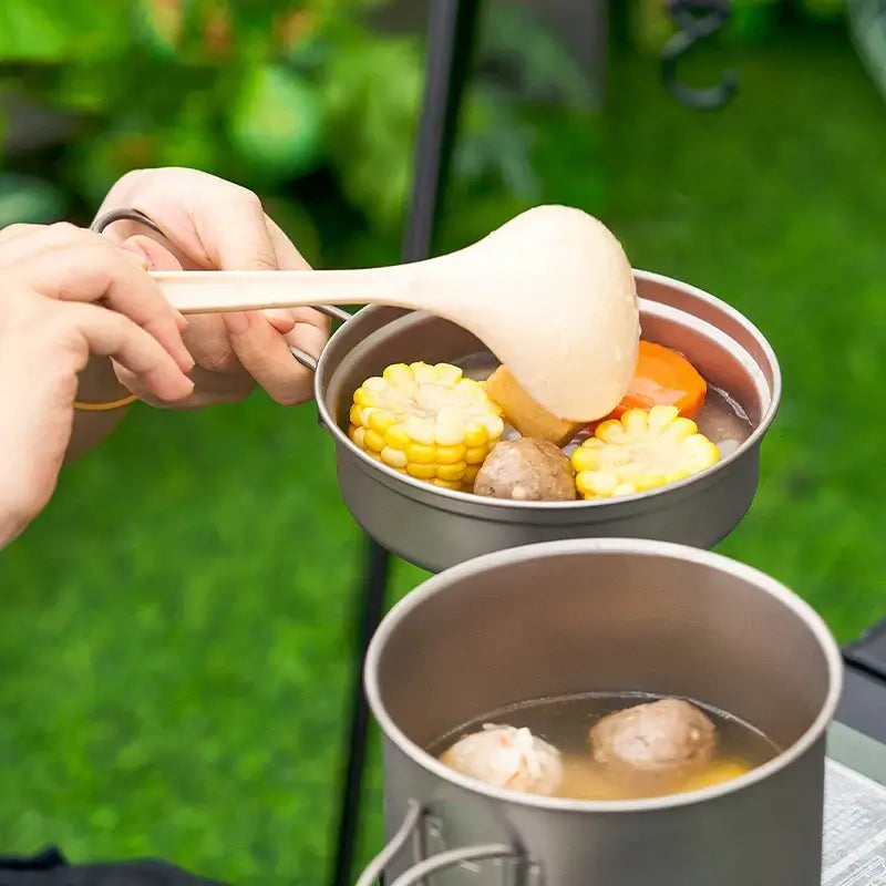 Outdoor Ultra Light Pure Titanium Portable Pot With Lid Frying Pan Camping Multifunctional Tableware Large Capacity Boiling Cup
