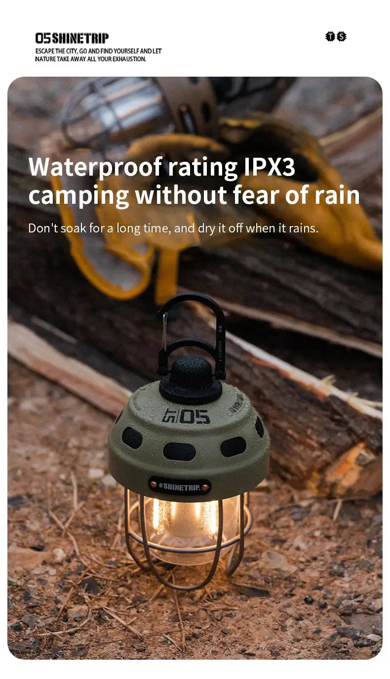 Vintage Camping Light Metallic Color Long Life Rechargeable Enhance Camping Ambiance Tent Light For Outdoor Camping