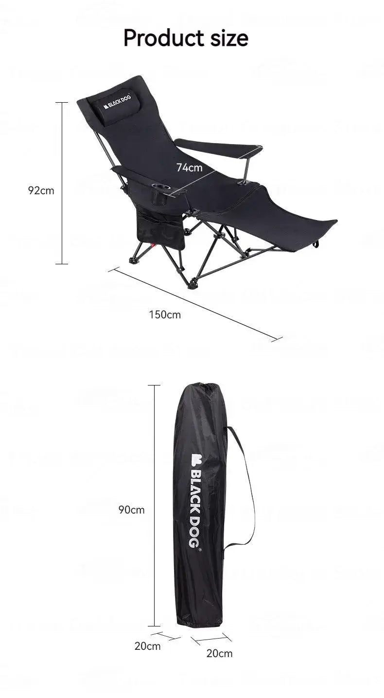 Naturehike BLACKDOG Folding Chair Recliner Adjustable Lounger for Camping Outdoor Fishing Beach Picnic Removable Headrest Pillow