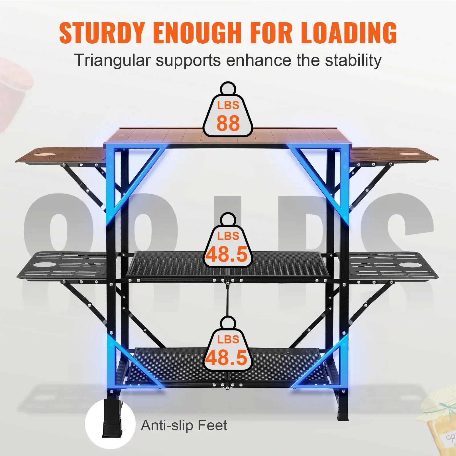 VEVOR Camping Kitchen Table One-piece Folding Portable Cook Station Aluminum Camping Folding Table for Outdoor Picnics BBQ