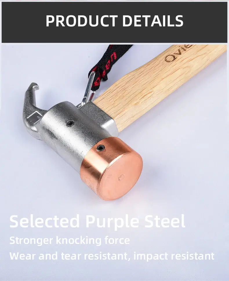 Outdoor Stainless Steel Camping Multi functional Sheep Horn Hammer Sky Curtain Hammer Mountaineering Purple Copper  Hammer