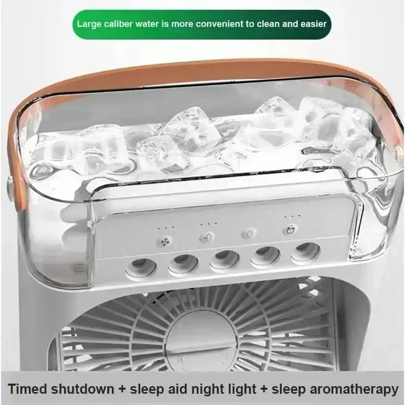 New 3 In 1 Fan AIr Conditioner Household Mini Air Cooler LED Night Light Portable Humidifier Air Adjustment Fan Office Home Fan