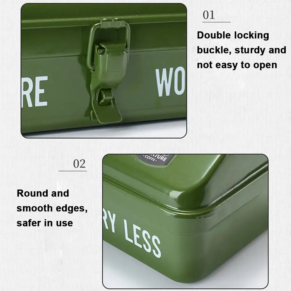 Outdoor Tools Storage Box Portable Camping Picnic Hand Box Metal Tools Storage Box with Handle Sundries Storage Box