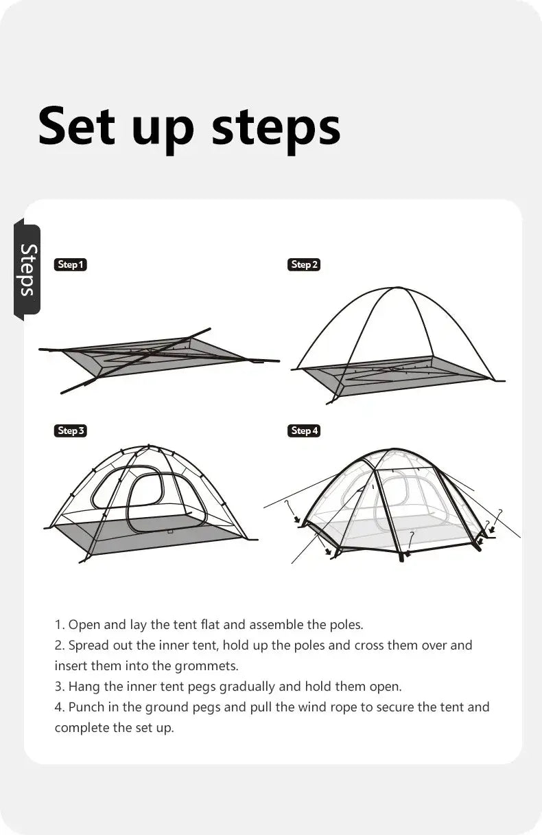 Naturehike Camping Tent 2-3 People Waterproof UPF50+ Camping Tent Outdoor Ultralight Portable Hiking Trekking Sun Shelter