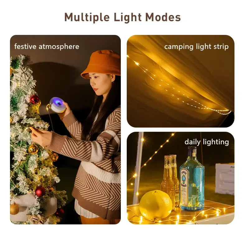 Camping String Light USB Charging Lantern 1800mAh,IPX4 Waterproof,Rechargeable Flashlights