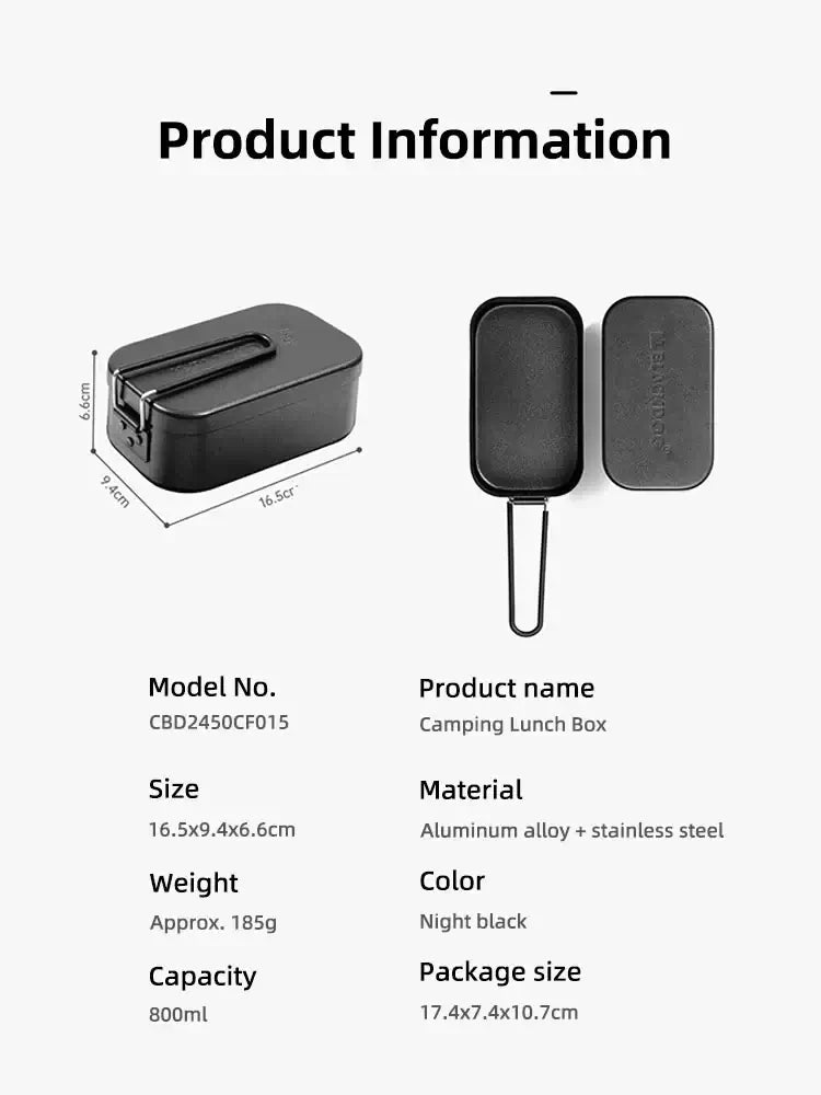 Black Dog Outdoor Aluminium Lunch Box Anti Scalding One Box Can Be Used Dual Purpose Convenient Camping Tableware Artifact