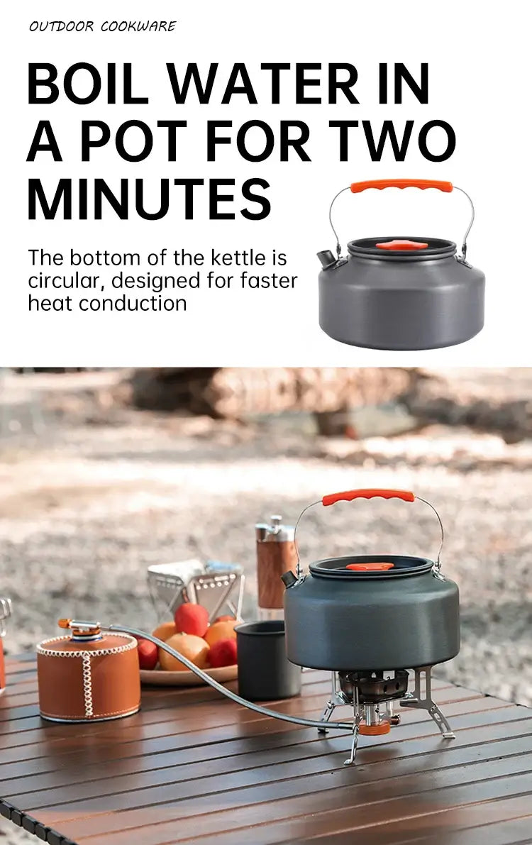 Camping cookware set for 2-3 people portable outdoor tableware for hiking picnicking travel cooking utensils kettle pot set