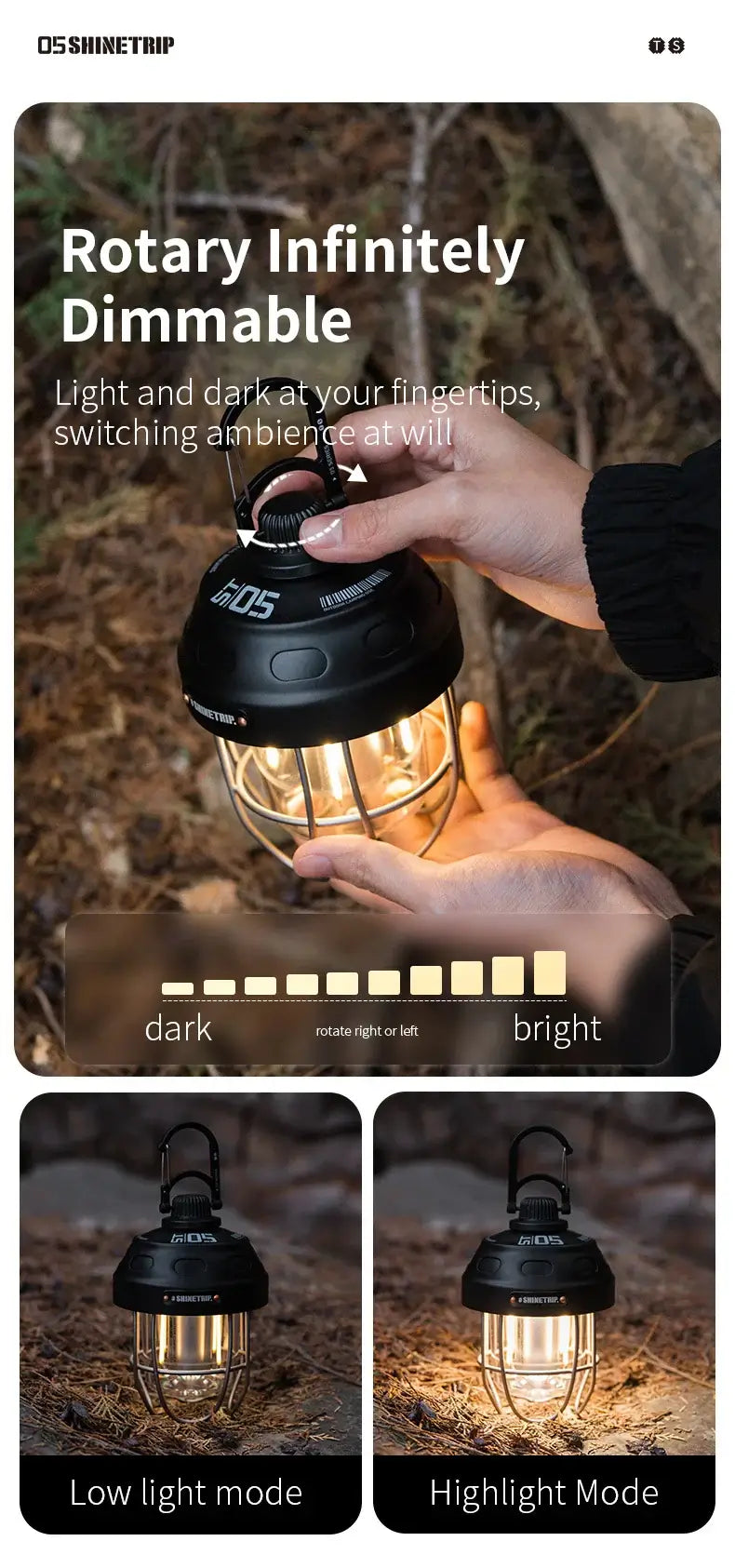Vintage Camping Light Metallic Color Long Life Rechargeable Enhance Camping Ambiance Tent Light For Outdoor Camping