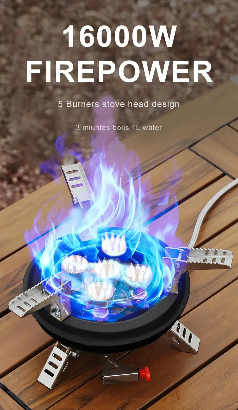 BRS-201A Portable Camping Gas Stove 16000W High Pressured Propane Butane Gas Burner Outdoor Emergency Stove with Piezo Ignition