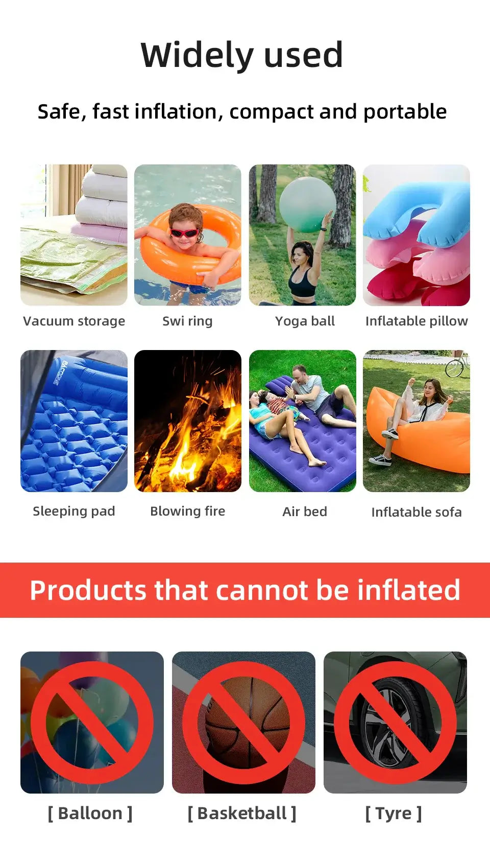 Electric Air Pump Portable Wireless Air Compressor Inflator/Deflator Pumps for Inflatable Cushions Air Beds Boat Swimming Ring