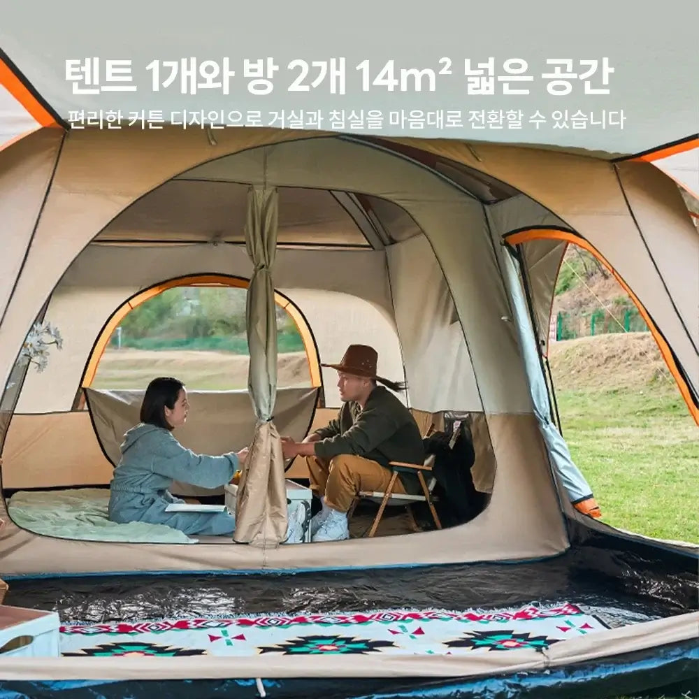 Outdoor Camping Family Tent 4-10 Person Double Layers Oversize 2 Rooms Thickened Rainproof Outdoor Family Camp Tour Equipment