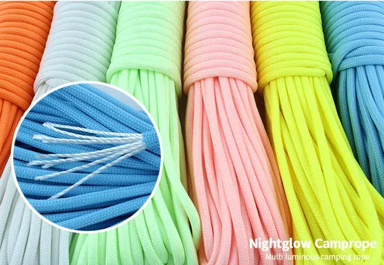 Luminous Rope 9 Strands 4mm Fluorescent Paracord Nylon 550 Tent Cord Outdoor Parachute Camping Lanyard Survival Glow In The Dark