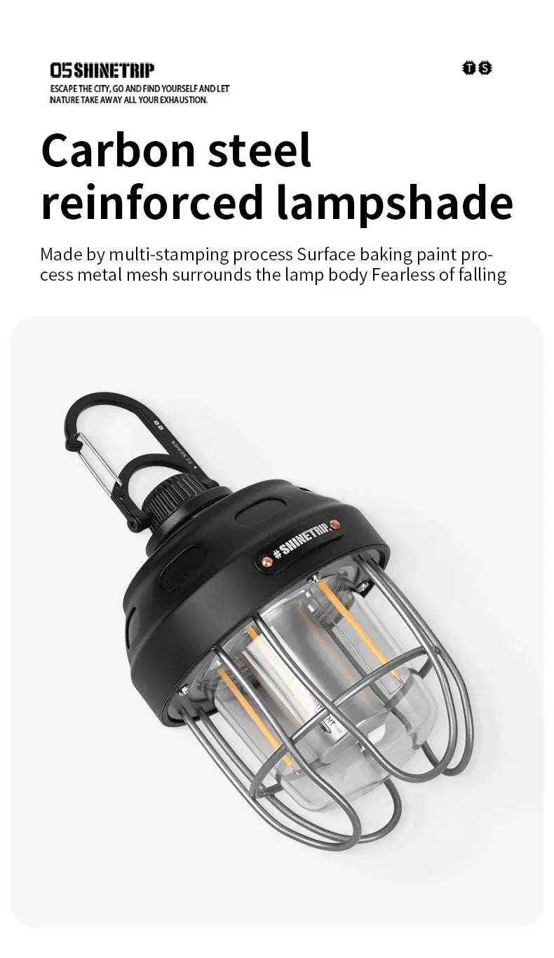 Vintage Camping Light Metallic Color Long Life Rechargeable Enhance Camping Ambiance Tent Light For Outdoor Camping
