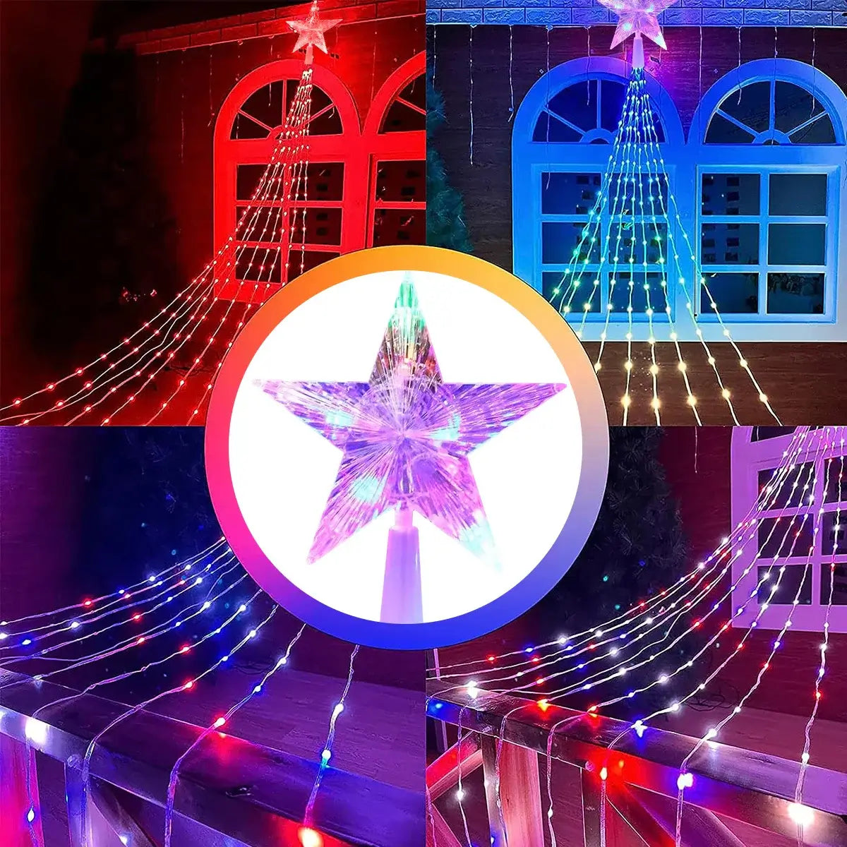 Waterproof String LED Light Solar Christmas Decorations 3M/2M Waterfall Tree Fairy Lamp 8 Modes Camping Holiday Lights
