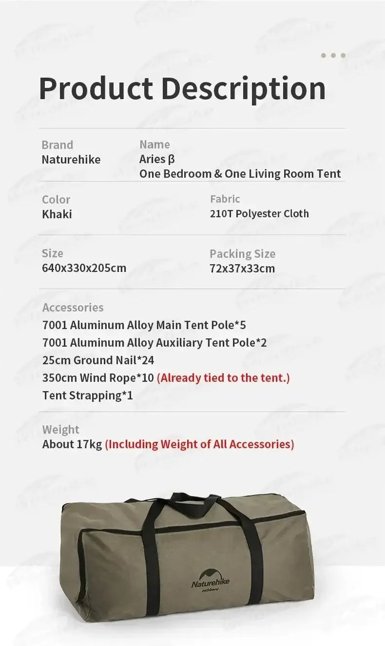 Naturehike Light Campaign Tent Hiking Tent Ultralight Tunnel Mobi Camping Shade Shelter Beach Trips Ultralight Hiking Campaign
