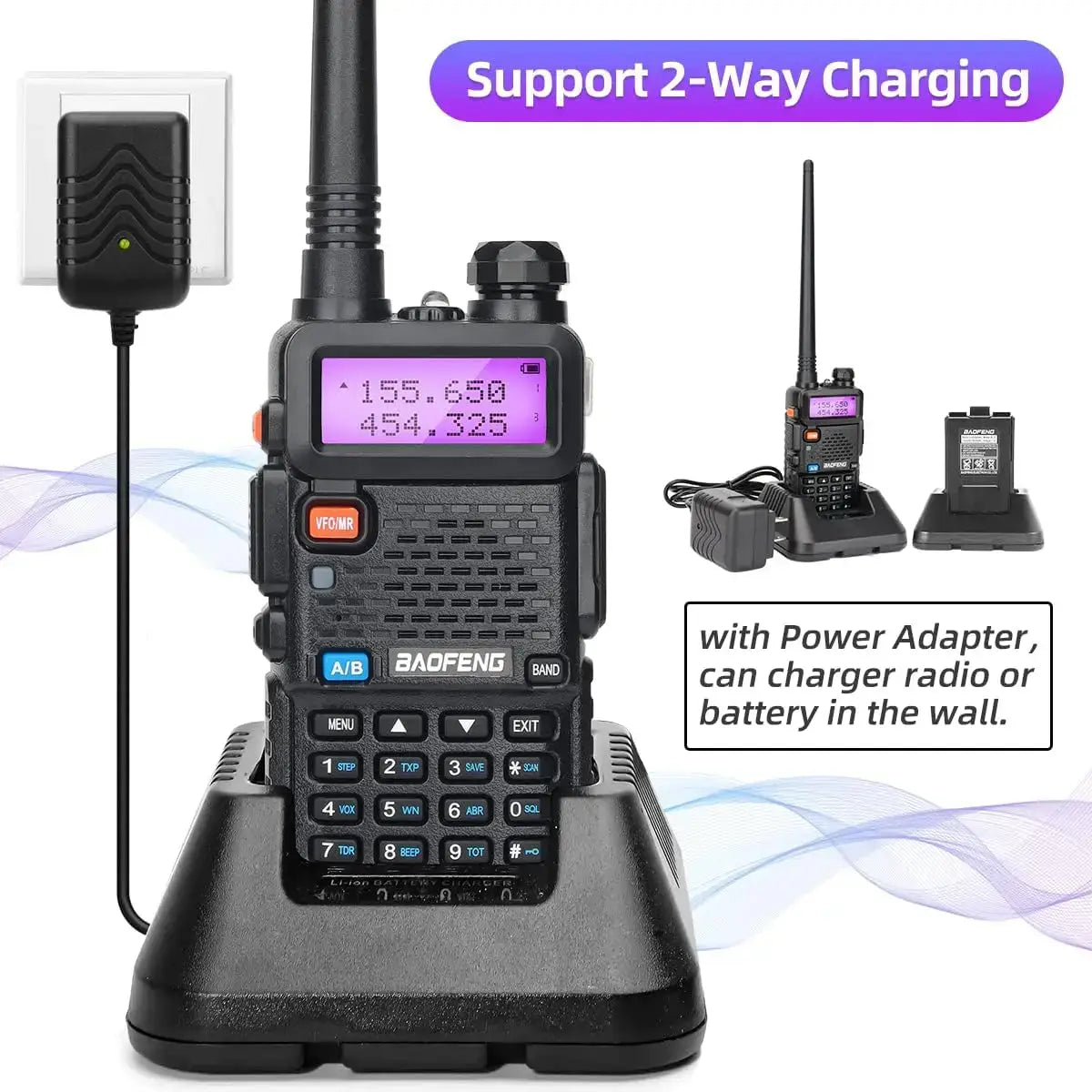 1/2PCS BaoFeng UV-5R 8W Tri-Power Walkie Talkie High Power Dual Band Long Range 128 CH Portable Handheld UV 5R Ham Two Way Radio