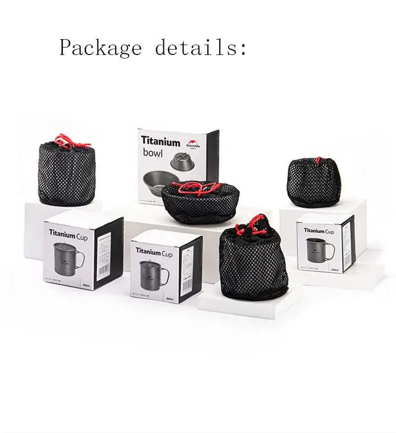 Naturehike Titanium Cup Camping Mug Tourist Tableware Picnic Utensils Outdoor Kitchen Supplies Travel Cooking Cookware Pan Bowel