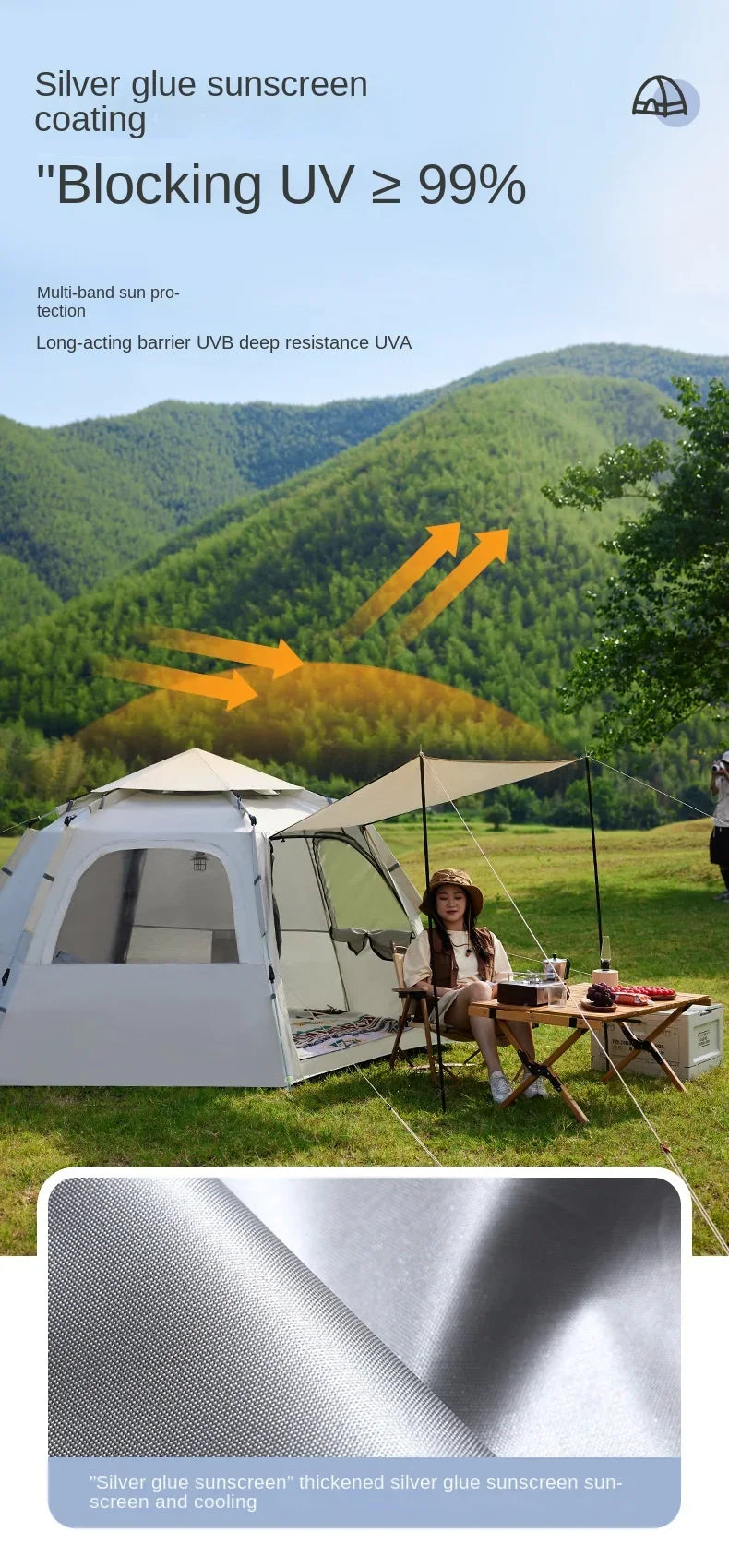 Quick Opening Camping Tent, Beach Tent, for 2 - 4 People