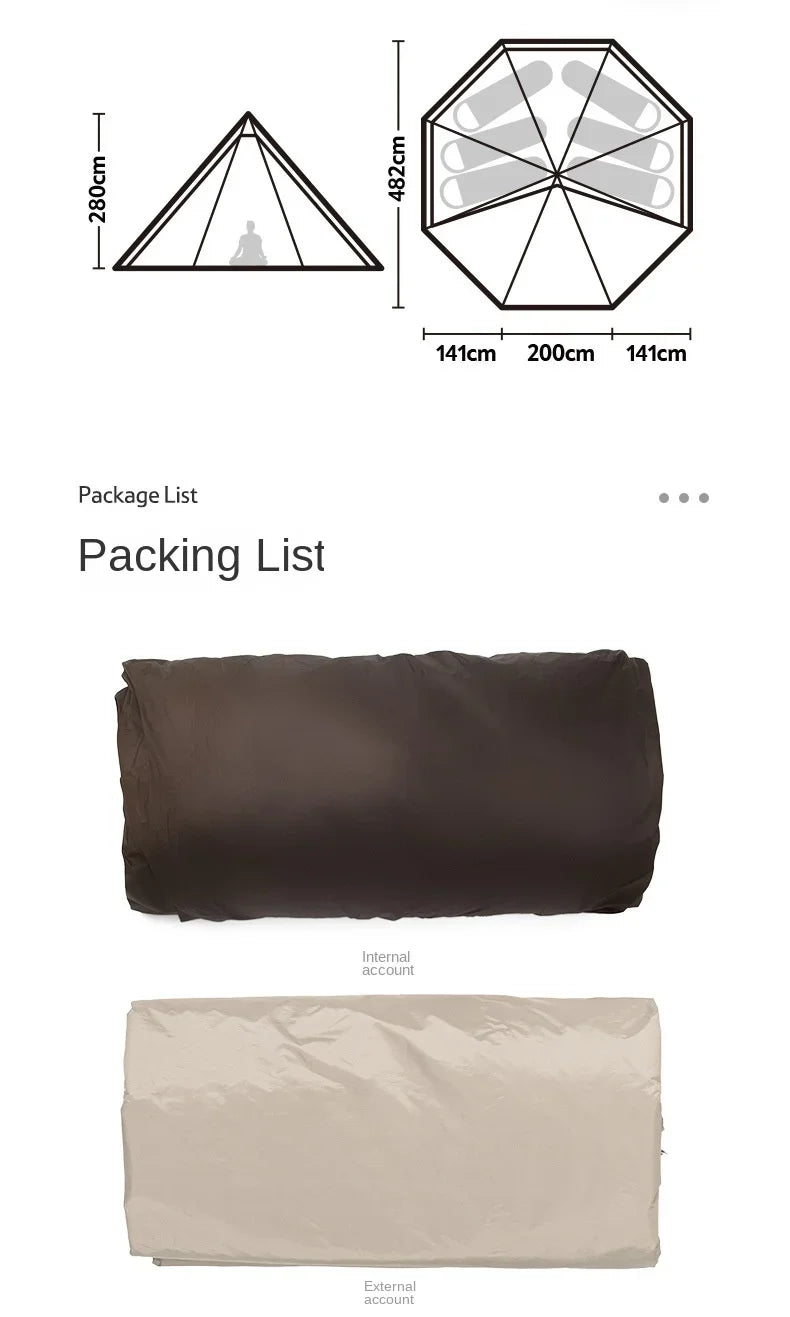 Large Space Pyramid Camping Tent for 4-8 People