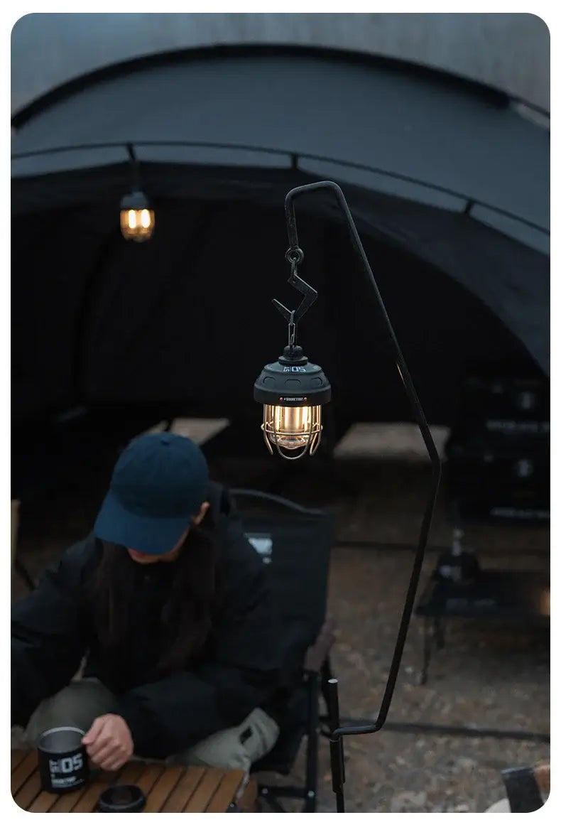 Vintage Camping Light Metallic Color Long Life Rechargeable Enhance Camping Ambiance Tent Light For Outdoor Camping