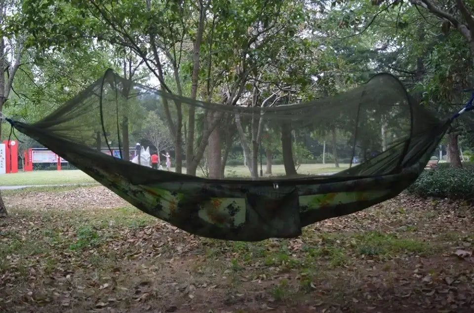 Outdoor Camping Hammock With Mosquito Net Lightweight Hanging Hammocks High Strength Parachute Fabric Hanging Bed Net 250x120cm