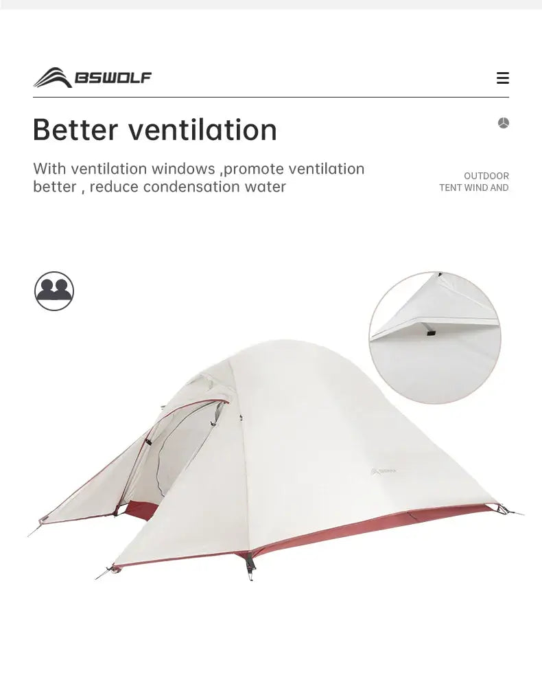 Ultralight Camping Tent Backpack Tent 20D Nylon Waterproof Outdoor Hiking Travel Tent Cycling Tent 1-2 Person