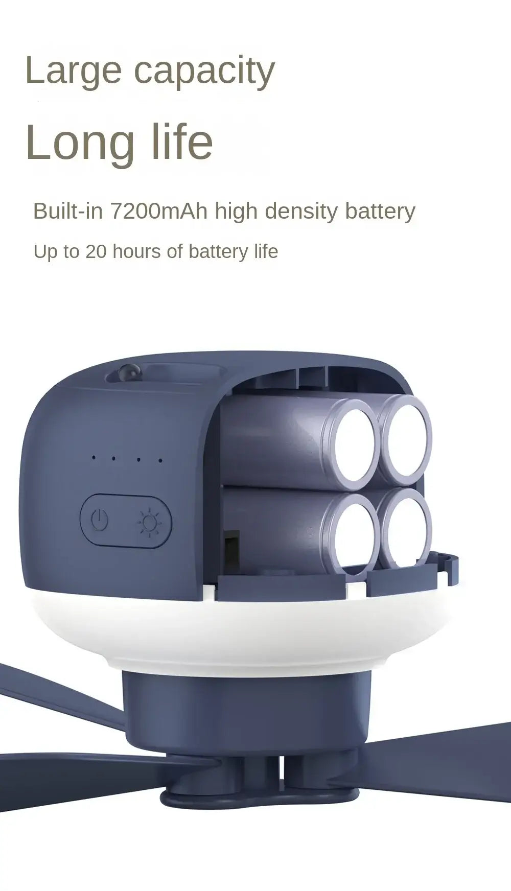 Portable wireless mini ceiling fan light USB fan with remote control, stand, night light, portable, home, outdoor, camping, tent