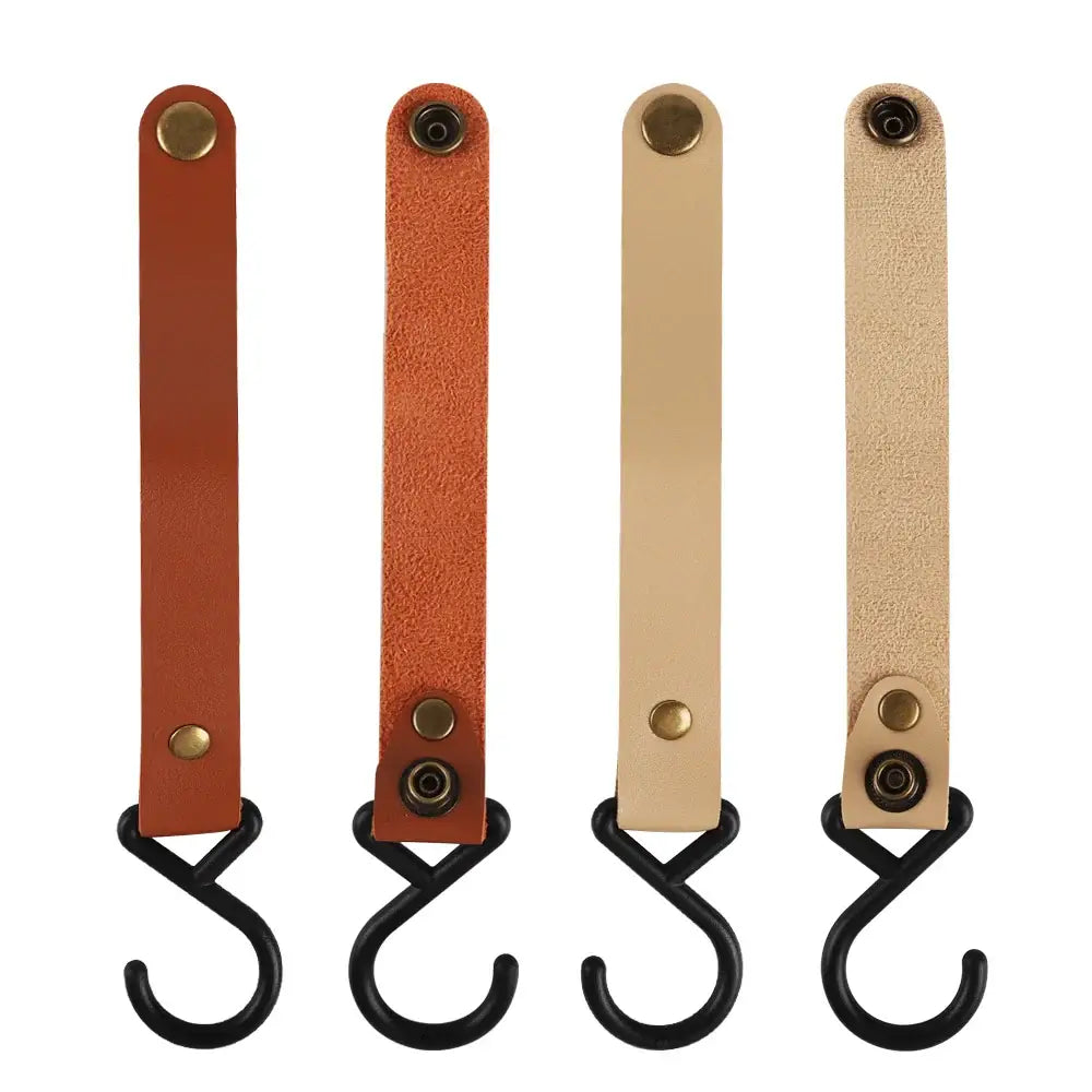 1/5pcs Outdoor Camping Hooks S-Shaped Leather Hanging Hooks Triangle Storage Rack Shelf Hooks Keychain Portable Camping Hangers