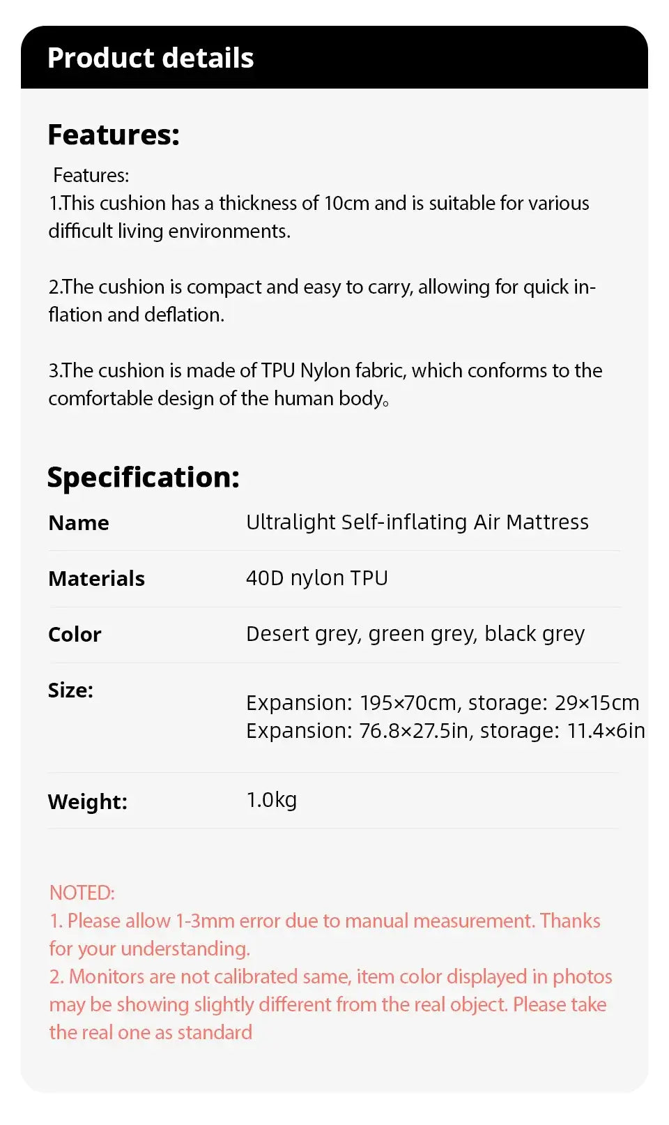 Ultralight Self-inflating Air Mattress Thicken Sleeping Pad Splicing Inflatable Bed Beach Picnic Mat Camping Tent Air Cushion