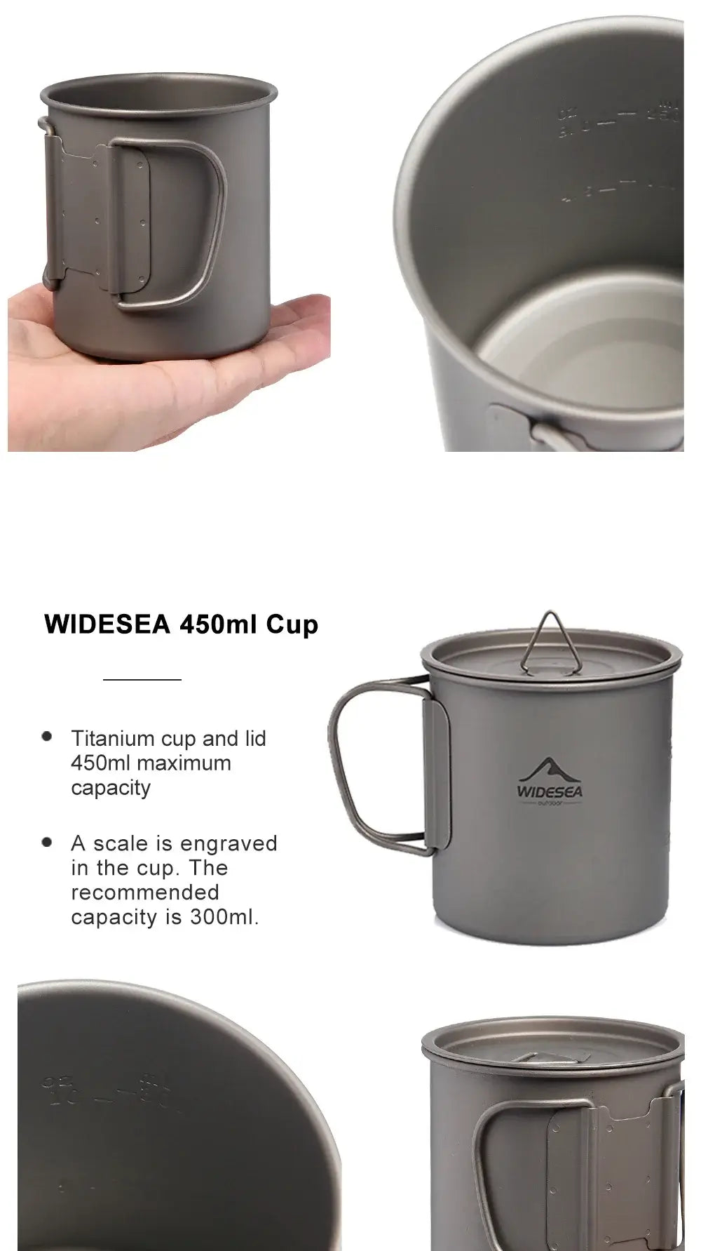 Camping Mug Titanium Cup Tourist Tableware Picnic Utensils Outdoor Kitchen Equipment Travel Cooking Set Cookware Hiking
