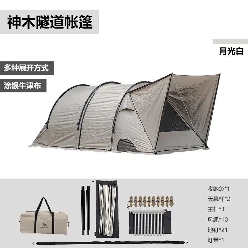 Outdoor Large Space Camping Tent 5-8 Person 2 Rooms Tunnel Tent Portable Car Rear Tent For Travel Hiking Picnic Waterproof Tents