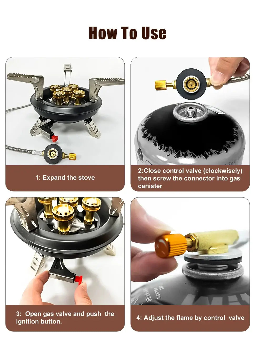 BRS-201A Portable Camping Gas Stove 16000W High Pressured Propane Butane Gas Burner Outdoor Emergency Stove with Piezo Ignition