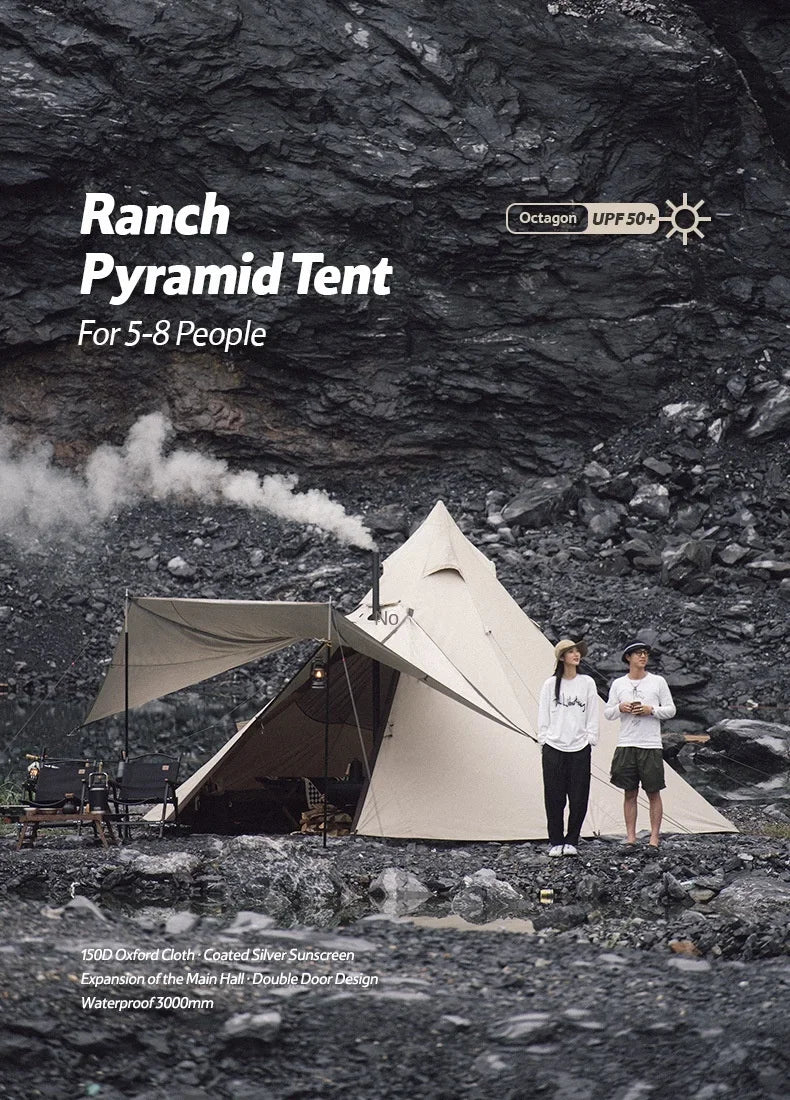 Large Space Pyramid Camping Tent for 4-8 People