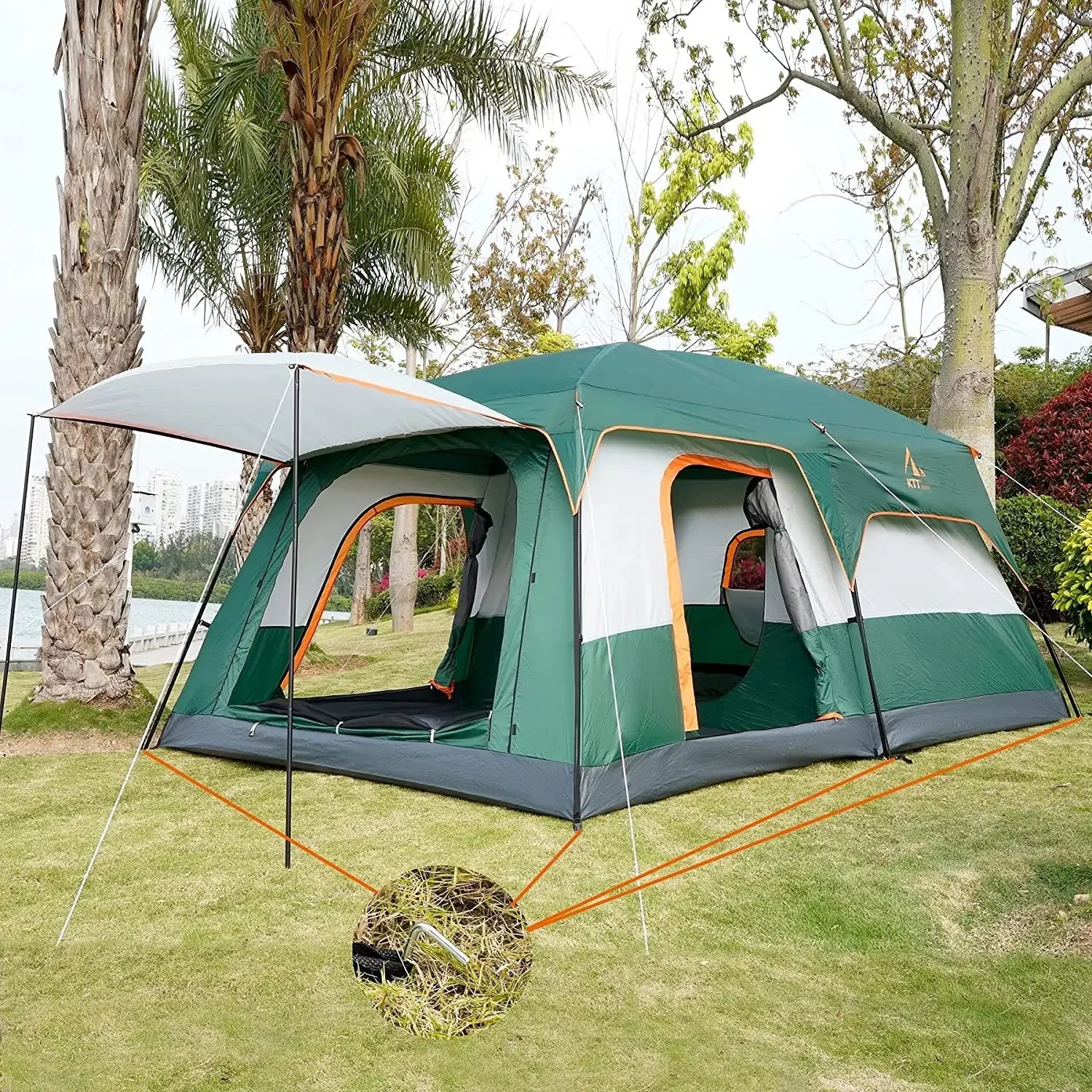 Family Camping Tent 2 Bedroom 1 Living Room for 4-8 Person