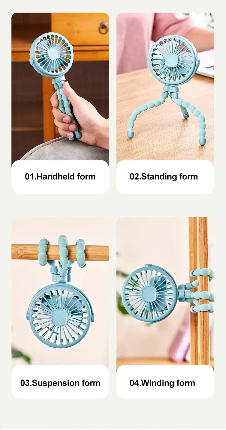 Portable Three Clawed Octopus Fan that Can be Hung Erected Wrapped Pushed Student Dormitory Outdoor Camping Desktop USB Fan
