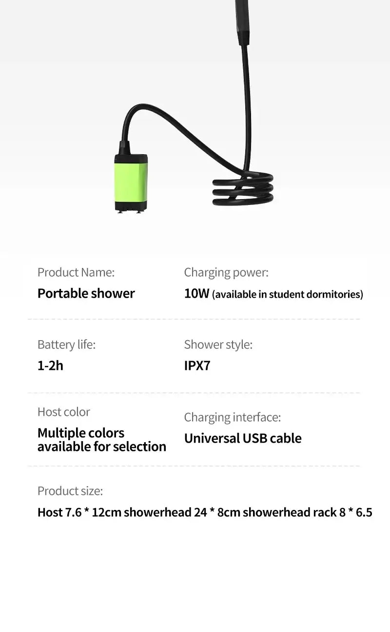 Camping Shower Pump RV Outdoor Shower Kit Camp Shower w/Full Screen Intelligent Digital Display Adjustable 6000mAh Shower Kit