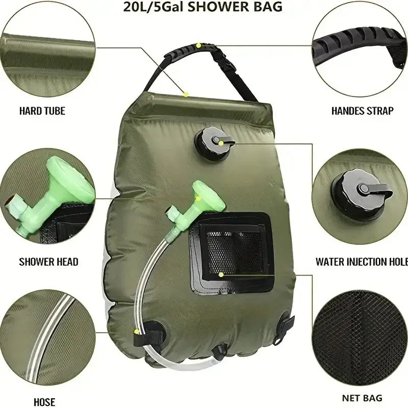 20L Shower Bag Outdoor Bathing Bag Bath Toilet Water Bag Camping Camping Equipment Hiking Accessories Camping Gear