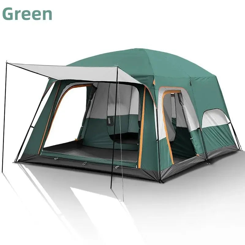 Outdoor Camping Family Tent 4-10 Person Double Layers Oversize 2 Rooms Thickened Rainproof Outdoor Family Camp Tour Equipment