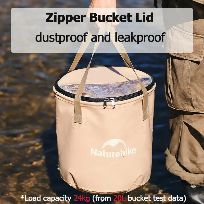 Naturehike Camping Portable Folding Bucket Lingvo 2.0 Multifunctional Bucket EVA Material With Water Valve Bucket Lid 2024 New