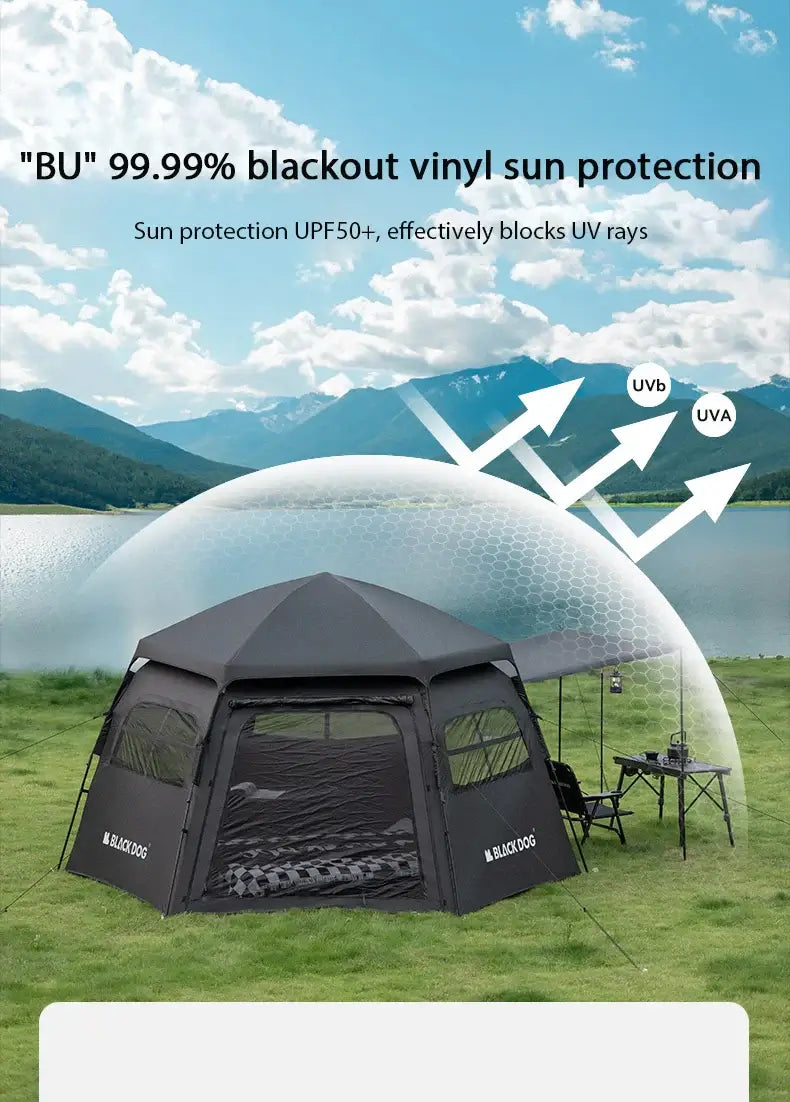 6-8 Person Tent Outdoor Hexagonal Automatic Quick-open Camping Tent Portable Folding Vinyl Sunproof Rainproof