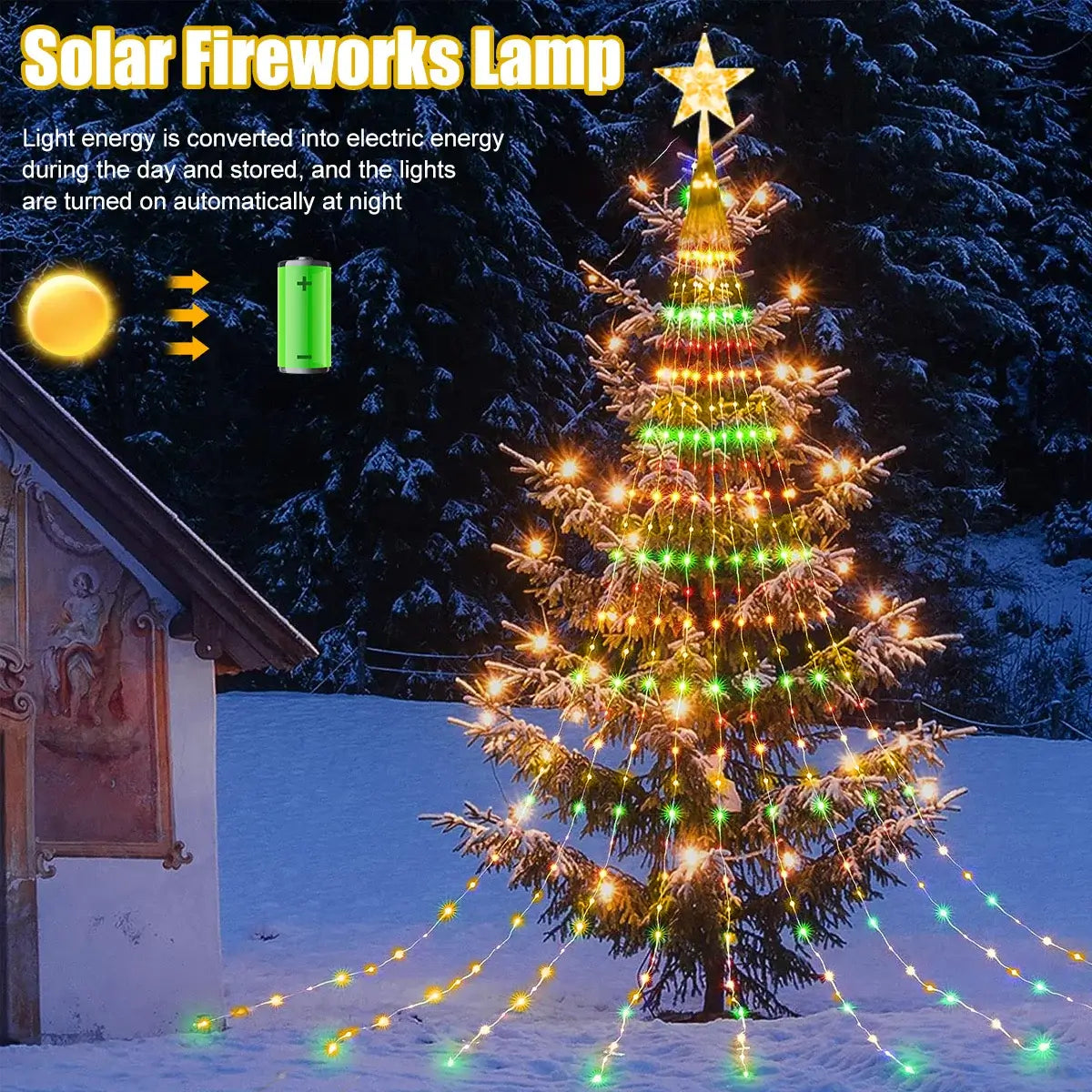 Waterproof String LED Light Solar Christmas Decorations 3M/2M Waterfall Tree Fairy Lamp 8 Modes Camping Holiday Lights