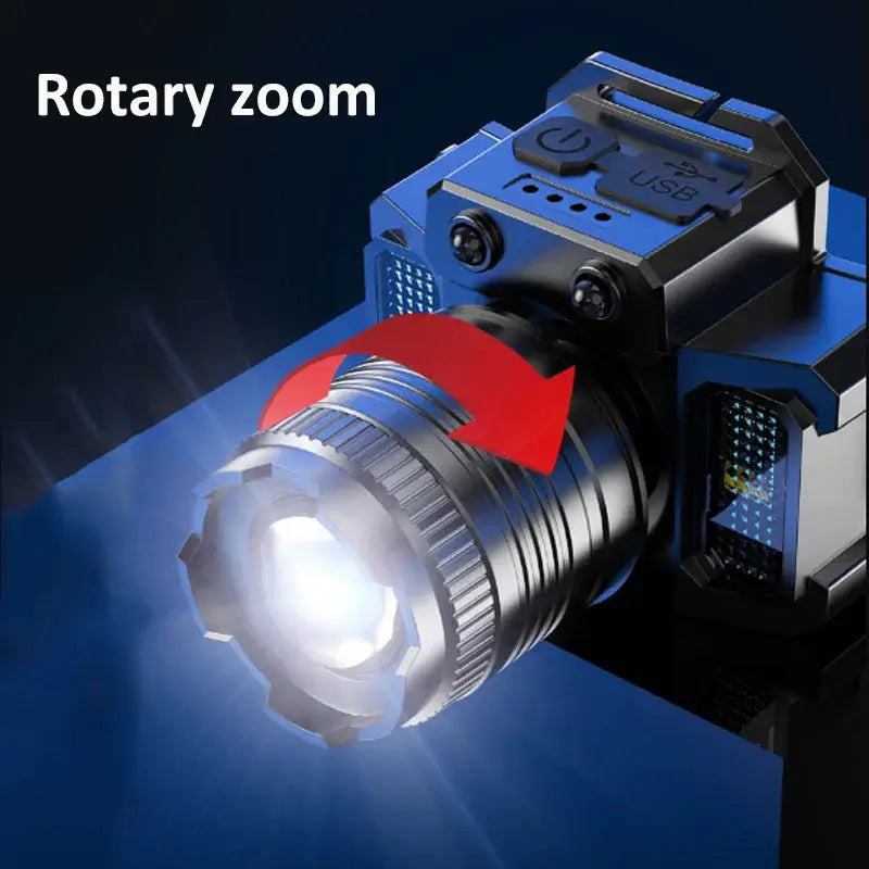 LED Sensor Headlamp Camping Search Light Head Flashlight Rechargeable Powerful Head Lamp Front Lanterns Headlights 5 Styles
